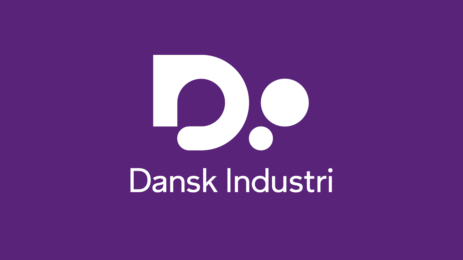 Dansk Industri logo på lilla baggrund, der symboliserer erhvervslivets stemme og støtte til dansk industri.